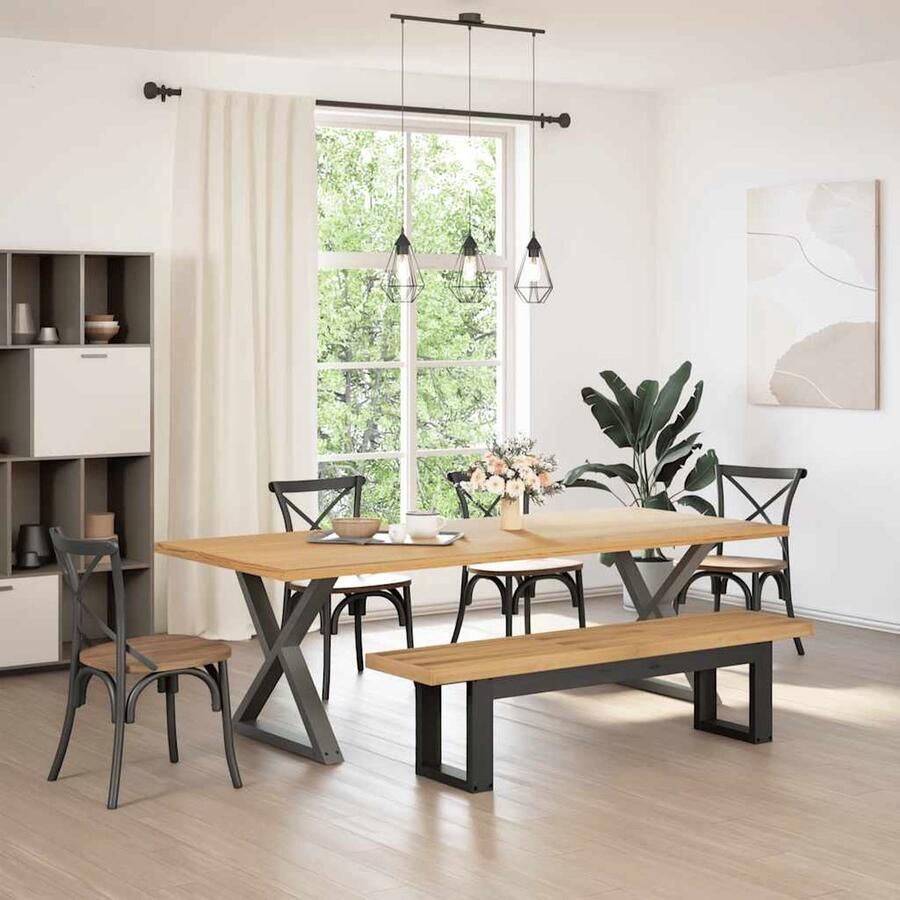 VidaXL Eetbank NOAIN U-vormige poten 180x40x45 cm Eetbank Massief Hout Keukenbank Salontafel Dining Table