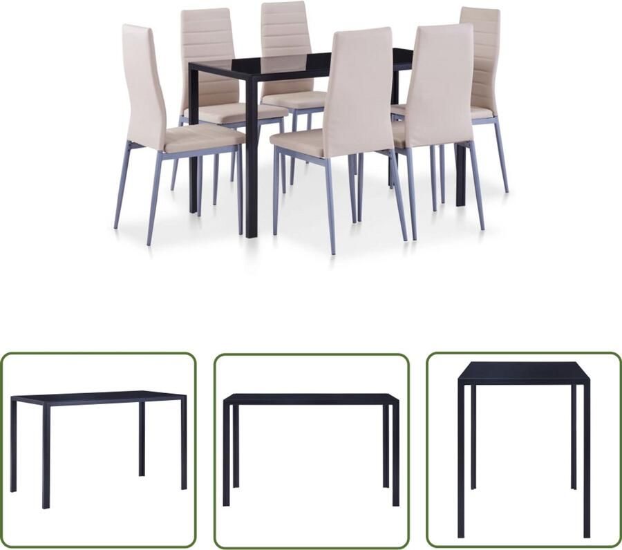 VidaXL Eethoek 7-delig Cappuccino Stijlvol & Comfortabel Eetkamerset Eettafel Eetkamerstoel Koffiebruine Meubilair Moderne Eetsalon Salonmeubilair Luxe Dining Set