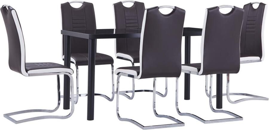 VidaXL Eethoek 7-delig Kunstleer Bruin Stijlvol Eetkamer Set Eettafel Eetkamerstoel Kunstleder Meubilair Bruine Eethoek