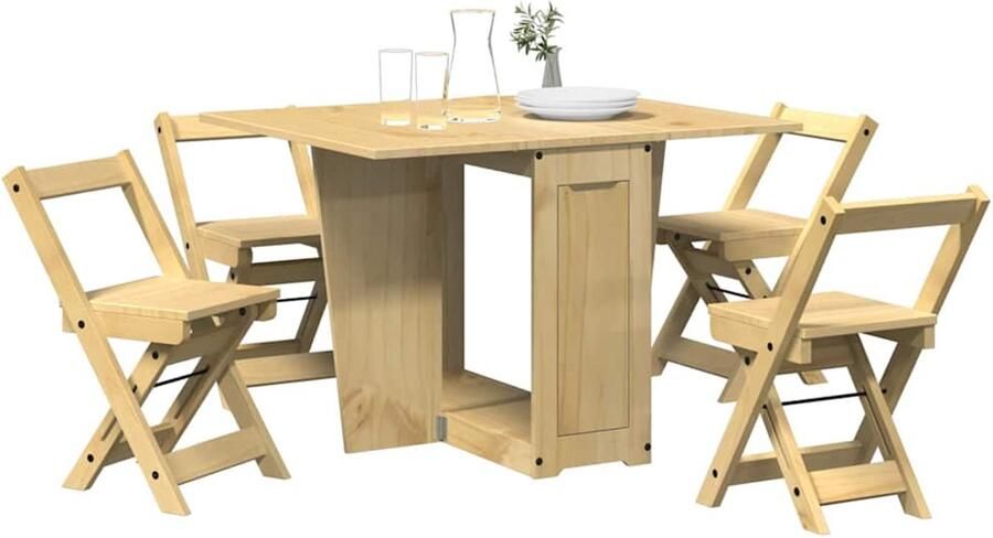 VidaXL Eethoek Corona 5-delig Grenenhout Inklapbaar Eethoek Eethoeken Eetset Eetkamertafel