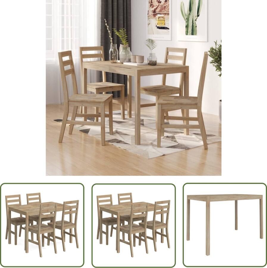 VidaXL Eethoek Eetkamerset 5-delige Eethoek massief acaciahout Acacia Hout Brown Furniture Salontafel