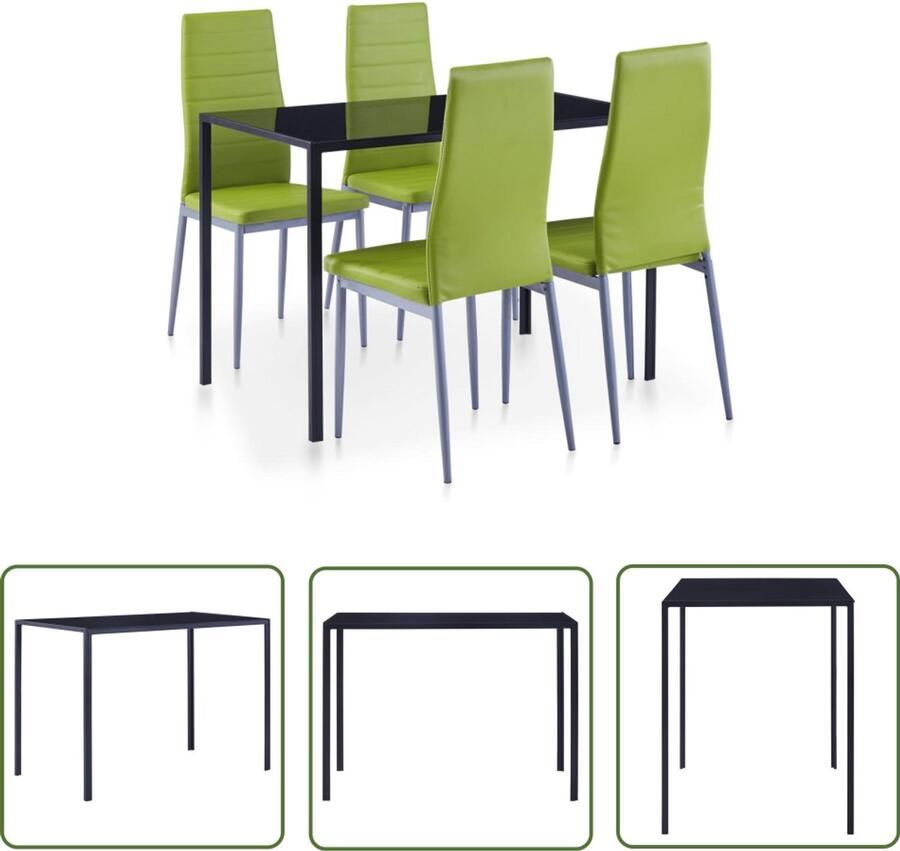 VidaXL Eethoek Groen 5-delig Stijlvol Design Eetkamerset Eettafel Eetkamerstoel Groene Meubels Moderne Eetsalon Salonmeubilair Dining Set Living Room Furniture
