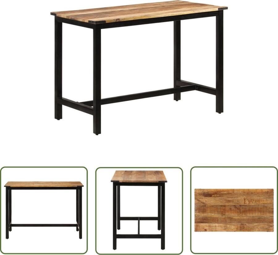 The Living Store IndustriÃle Eettafel 110 x 60 x 76 cm Massief mangohout en ijzer Industriele Eettafel Eethoek Mangohout Eettafel Vintage Eettafel Salontafel - Foto 2
