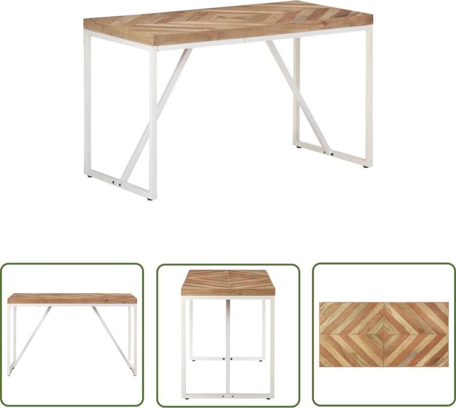 The Living Store Eettafel IndustriÃle Hout 120 x 60 x 76 cm Handgemaakt Stabiel Industriële Eettafel Eethoek Salontafel Houten Eettafel Acacia Tafellaag