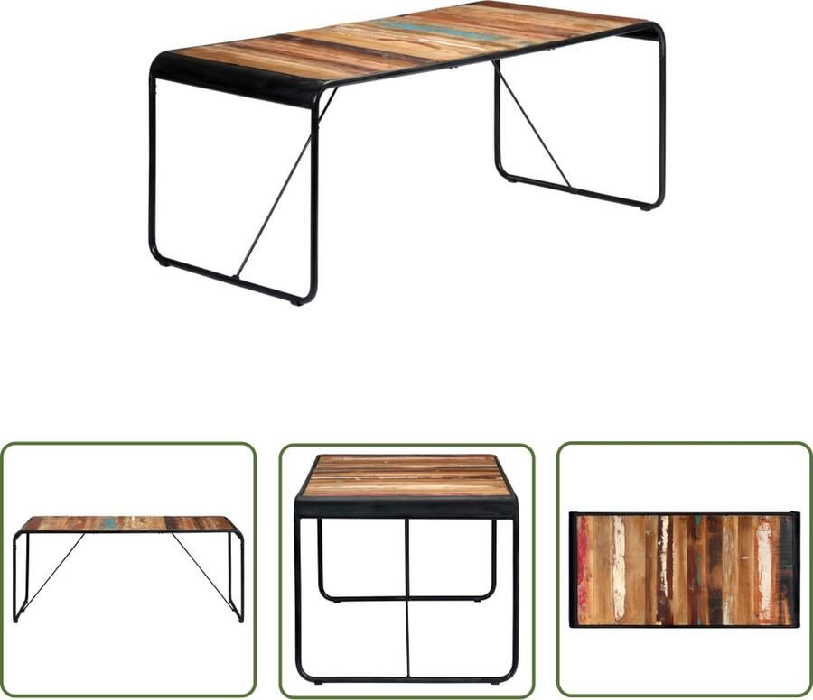 The Living Store Eettafel Vintage Hout 180 x 90 x 76 cm (L x B x H) Vintage Eettafel Eethoek Tafel Industrieel Meubilair Houten Eettafel Recycled Wood Furniture - Foto 2