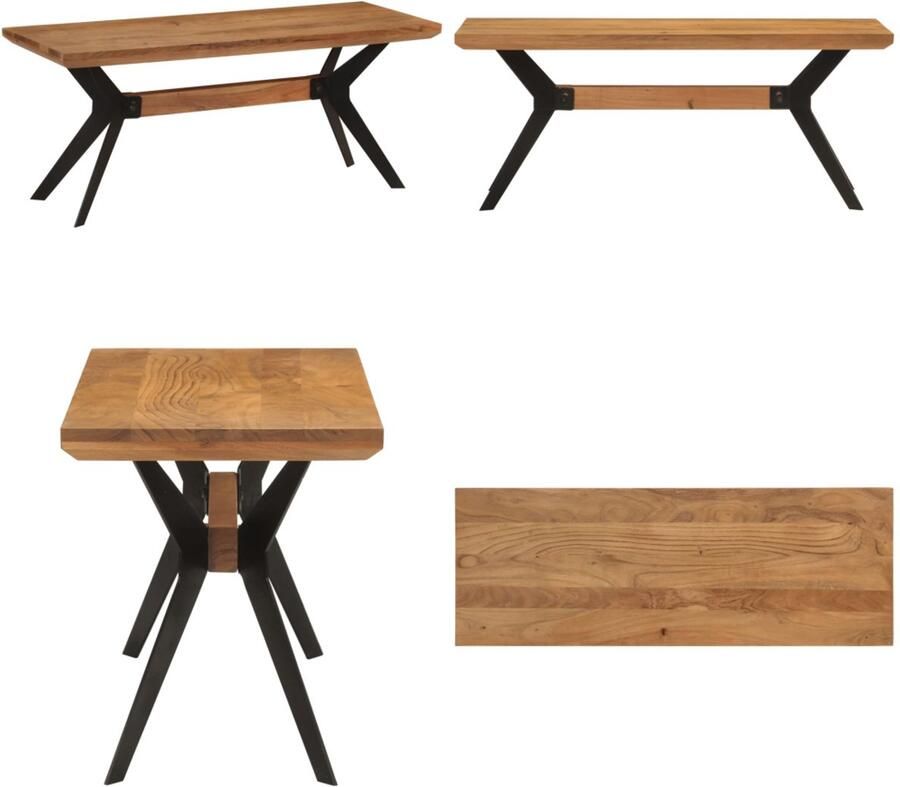 VidaXL Eetkamerbank 110x40x46 cm massief acaciahout en staal Eetkamerbank Eetkamerbanken Bank Bankje