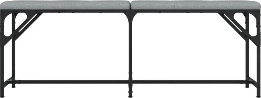 VidaXL -Eetkamerbank-124x32x45-cm-staal-en-stof-lichtgrijs - Foto 3
