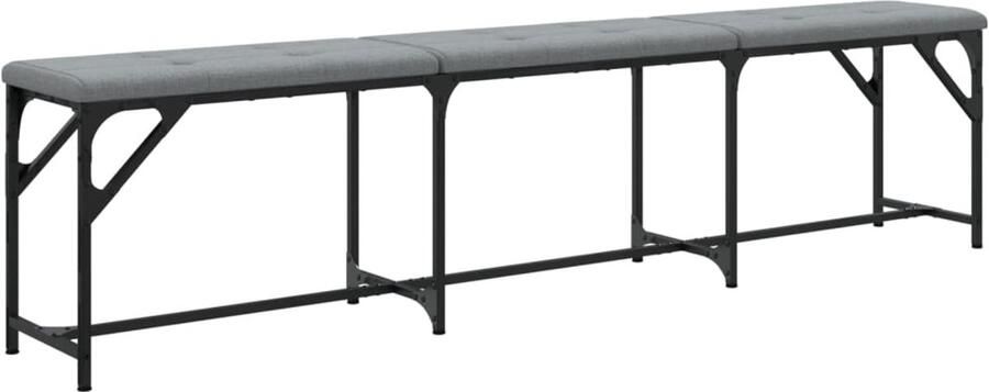 VidaXL -Eetkamerbank-186x32x45-cm-staal-en-stof-lichtgrijs - Foto 3