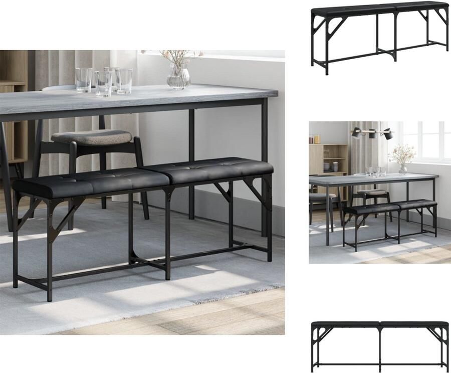 VidaXL Eetkamerbank Eetkamerbanken Eetkamerbankje Eettafelbank Eetkamerbank 124x32x45 cm staal en kunstleer zwart