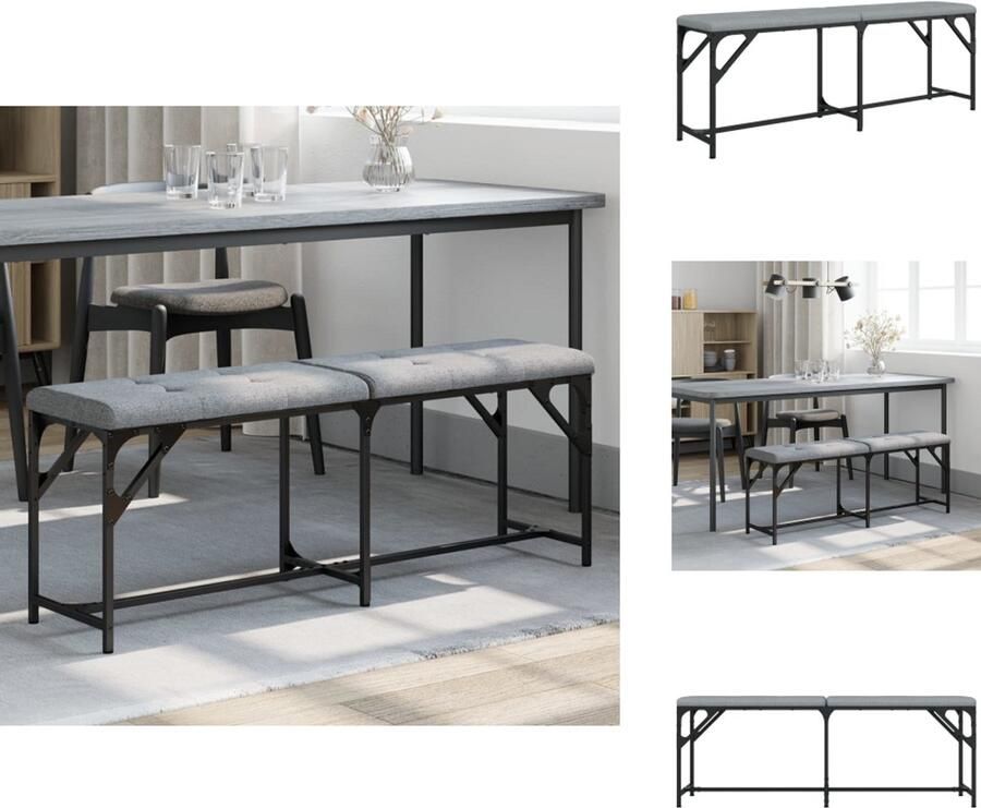 VidaXL Eetkamerbank Eetkamerbanken Eetkamerbankje Eettafelbank Eetkamerbank 124x32x45 cm staal en stof lichtgrijs
