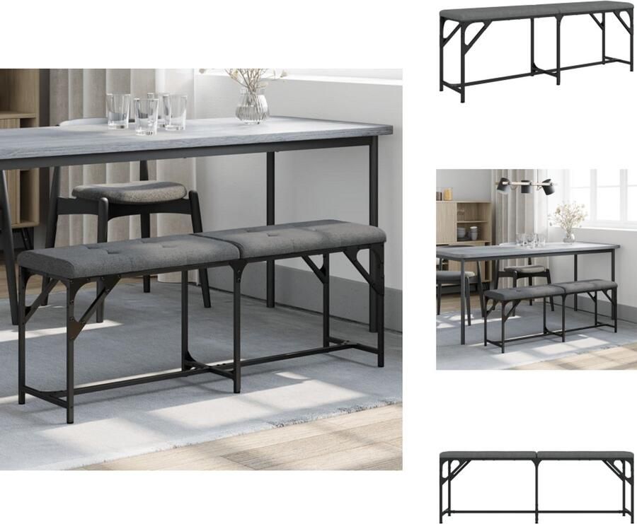VidaXL Eetkamerbank Eetkamerbanken Eetkamerbankje Eettafelbank Eetkamerbank 124x32x45 cm staal en stof donkergrijs