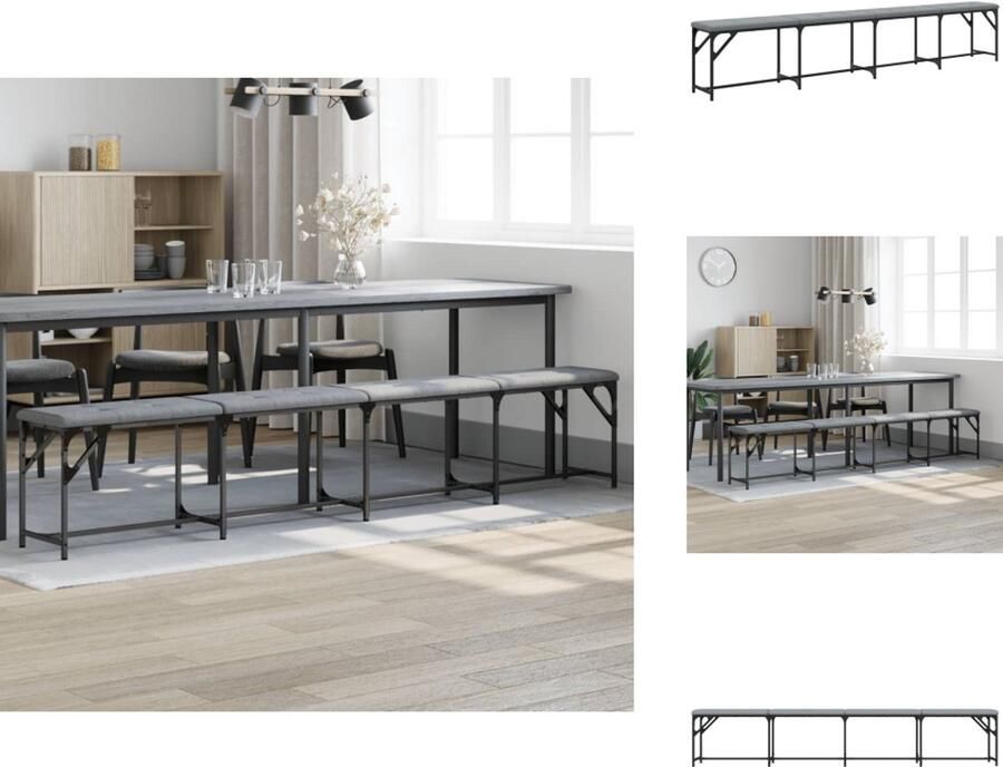 VidaXL Eetkamerbank Eetkamerbanken Eetkamerbankje Eettafelbank Eetkamerbank 248x32x45 cm staal en stof lichtgrijs