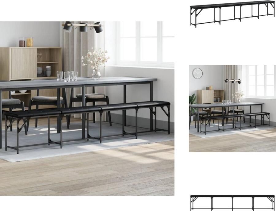 VidaXL Eetkamerbank Eetkamerbanken Eetkamerbankje Eettafelbank Eetkamerbank 248x32x45 cm staal en kunstleer zwart