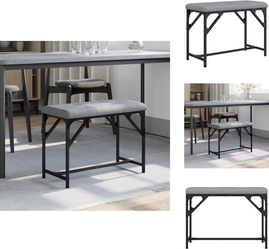 VidaXL Eetkamerbank Eetkamerbanken Eetkamerbankje Eettafelbank Eetkamerbank 62x32x45 cm staal en stof lichtgrijs