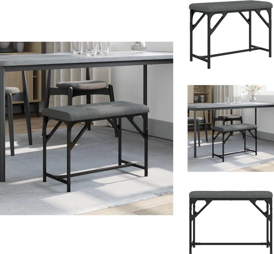 VidaXL Eetkamerbank Eetkamerbanken Eetkamerbankje Eettafelbank Eetkamerbank 62x32x45 cm staal en stof donkergrijs