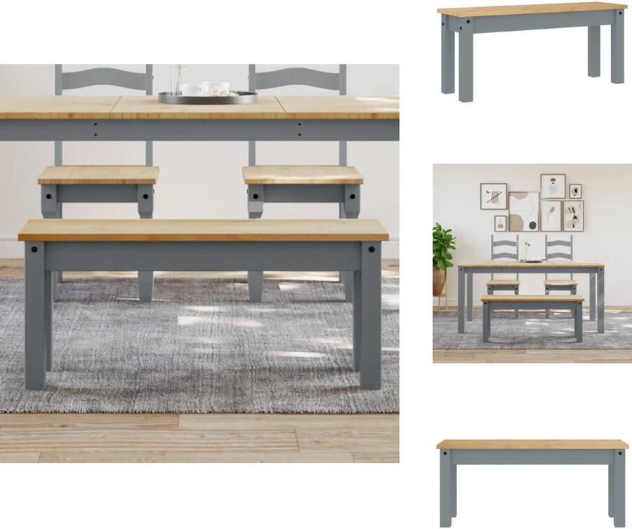 VidaXL Eetkamerbank Eetkamerbanken Eetkamerbankje Eettafelbank Eetkamerbank Panama 105x30x45 cm massief grenenhout grijs