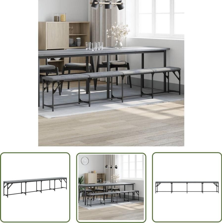 The Living Store Eettafelbankje 248 x 32 x 45 cm Comfortabel Zitkussen Ã Eettafelbankje Eetkamerbank Halbankje Bank Grijs Bankstellen
