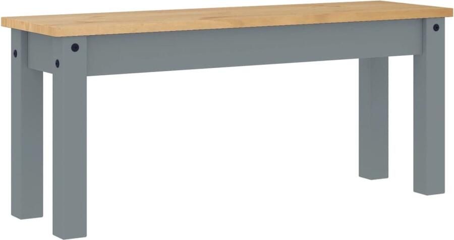 The Living Store Eetkamerbank Panama 105x30x45 cm massief grenenhout grijs Eetkamerbank Grenenhouten Bank Grijze Bank Vintage Bank Landelijke Bank - Foto 2