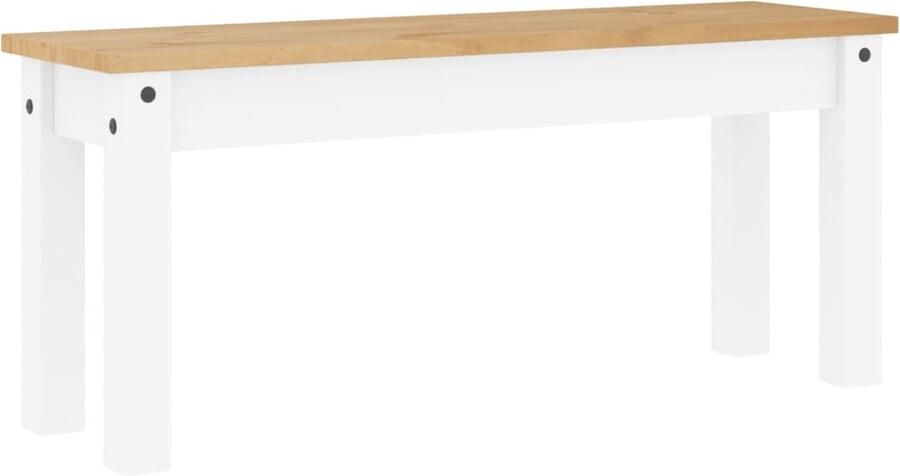 VidaXL -Eetkamerbank-Panama-105x30x45-cm-massief-grenenhout-wit