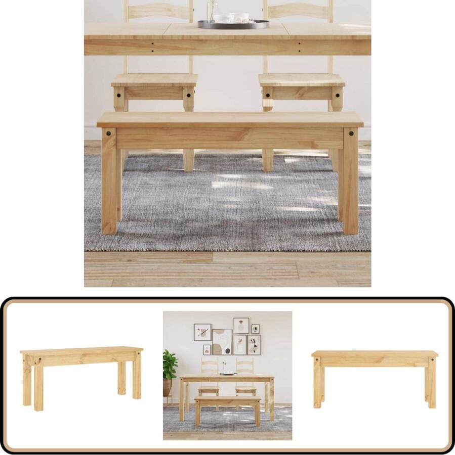 VidaXL Eetkamerbank Panama Massief Grenenhout 105 cm Tuinbank Eetkamerbank Banks Hout Meubilair Tuinset