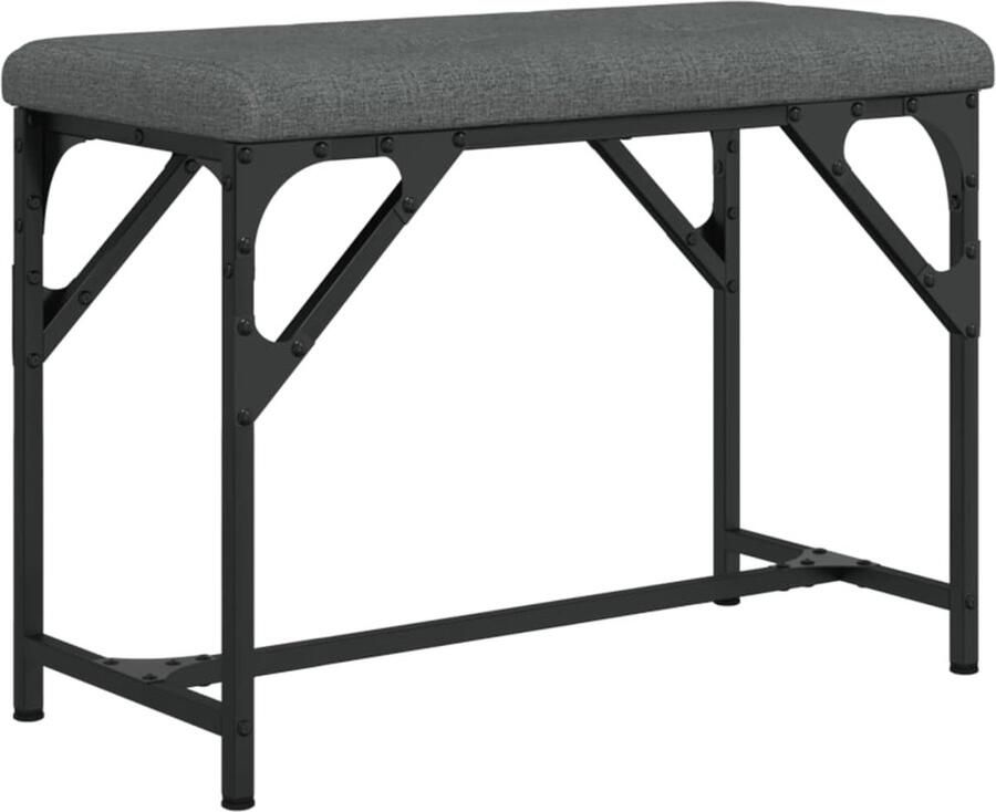 The Living Store Eettafelbankje Staal met Poedercoating 62 x 32 x 45 cm Comfortabel dik gevoerd zitkussen Eettafelbank Eetkamerbank Halbankje Bank Grijs Bank Staal - Foto 2
