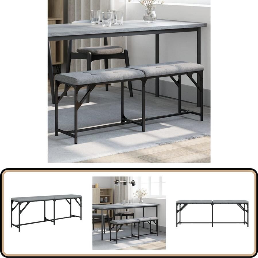 VidaXL Eetkamerbank Staal & Stof 124x32x45 cm Eetkamerbank Keukenbank Bankje Salontafel Meubilair