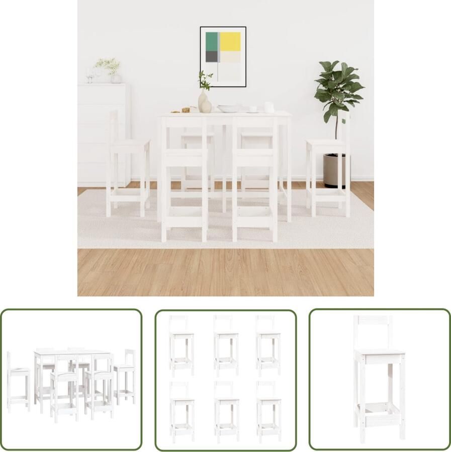 The Living Store Bartafel Wit 140x80x110cm Massief Grenenhout Stabiel Frame Bartafel Eetkamerset Granenhouten Meubels Witte Meubels Moderne Bartafel