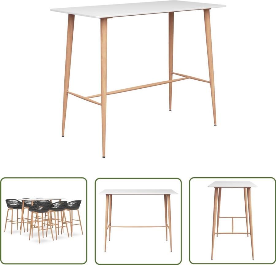 The Living Store 7-delige Barset wit en grijs Bartafel Set Eetkamerset Barstoel Keukenbarkruk Witte Meubels