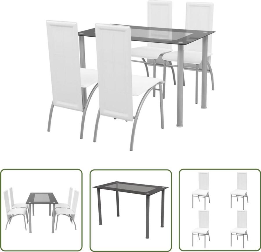 VidaXL Eetkamerset Wit 5-delig Eettafels Eetkamersets Eetkamerstoel Salontafel Meubels Houten Tafels Witte Meubels Moderne Meubels Minimalistisch Meubilair