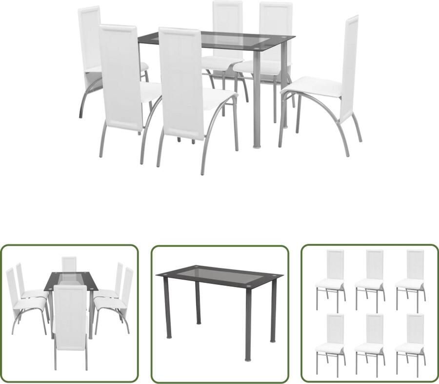 VidaXL Eetkamerset Wit 7-delig Eetkamerset Witte Eetkamerset Dinerset Modern Dinerset Salontafel Diningtable Eetkamertafel Stoelen