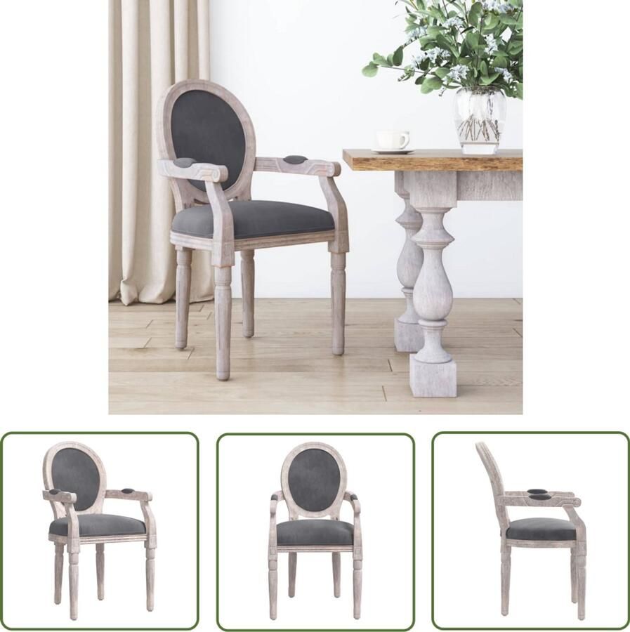 VidaXL Eetkamerstoel 54x56x96 5 cm Fluweel Donkergrijs Eetkamerstoelen Fluweel Stoel Donkere Meubels Moderne Stoel Elegante Stoel Frans Design Dining Chairs Velvet Chair Dark Furniture