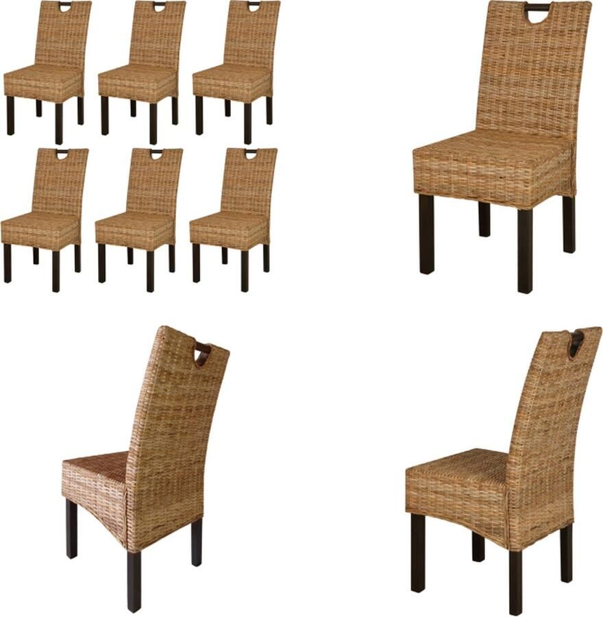 VidaXL Eetkamerstoel 6 st kubu rattan mangohout Eetkamerstoel Eetkamerstoelen Diner Stoel Diner Stoelen