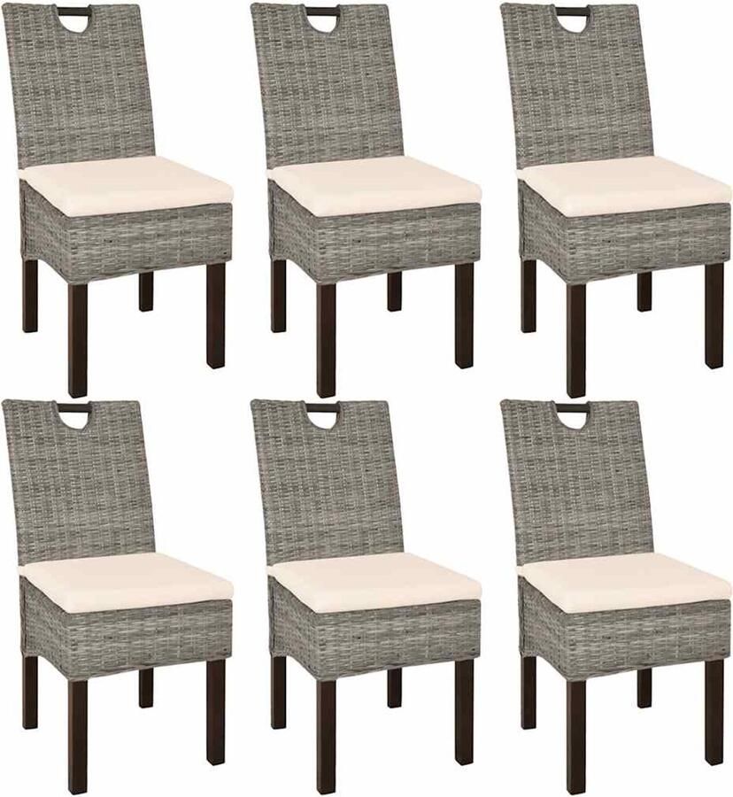 VidaXL -Eetkamerstoel-6-st-kubu-rattan-mangohout - Foto 2