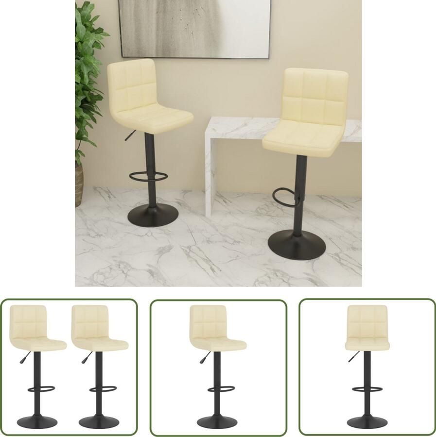 The Living Store Barkrukken 2 st stof crèmekleurig Barstühlen Eetkamerstoel Stoffen Barkruk Kruk Design Meubilair