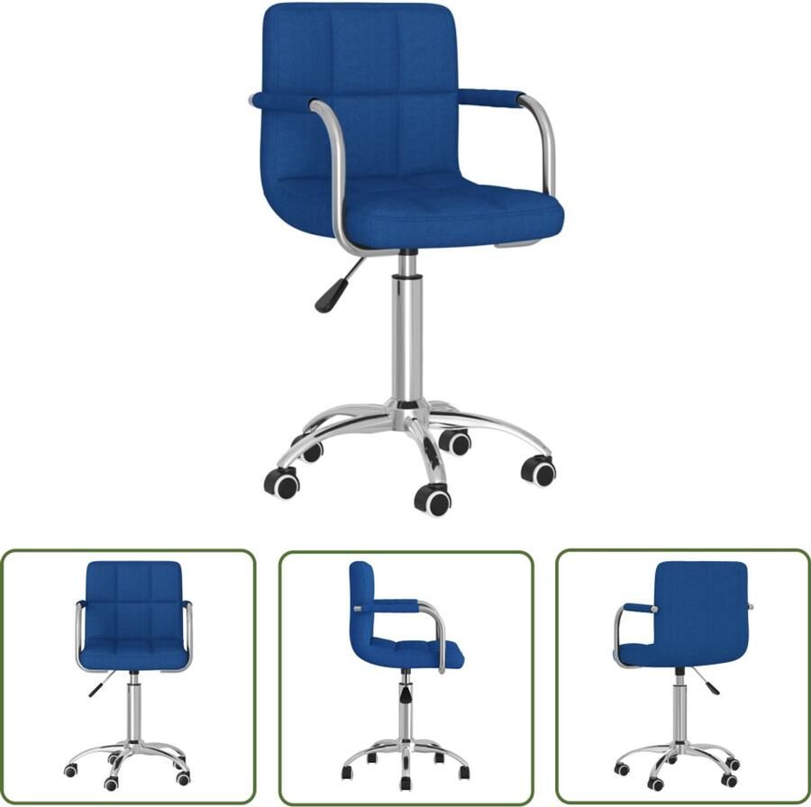 The Living Store Eetkamerstoel draaibaar stof blauw Draaibare Eetkamerstoel Blauw Design Eetkamerstoel Comfortabele Eetkamerstoel Modern Eetkamerstoel