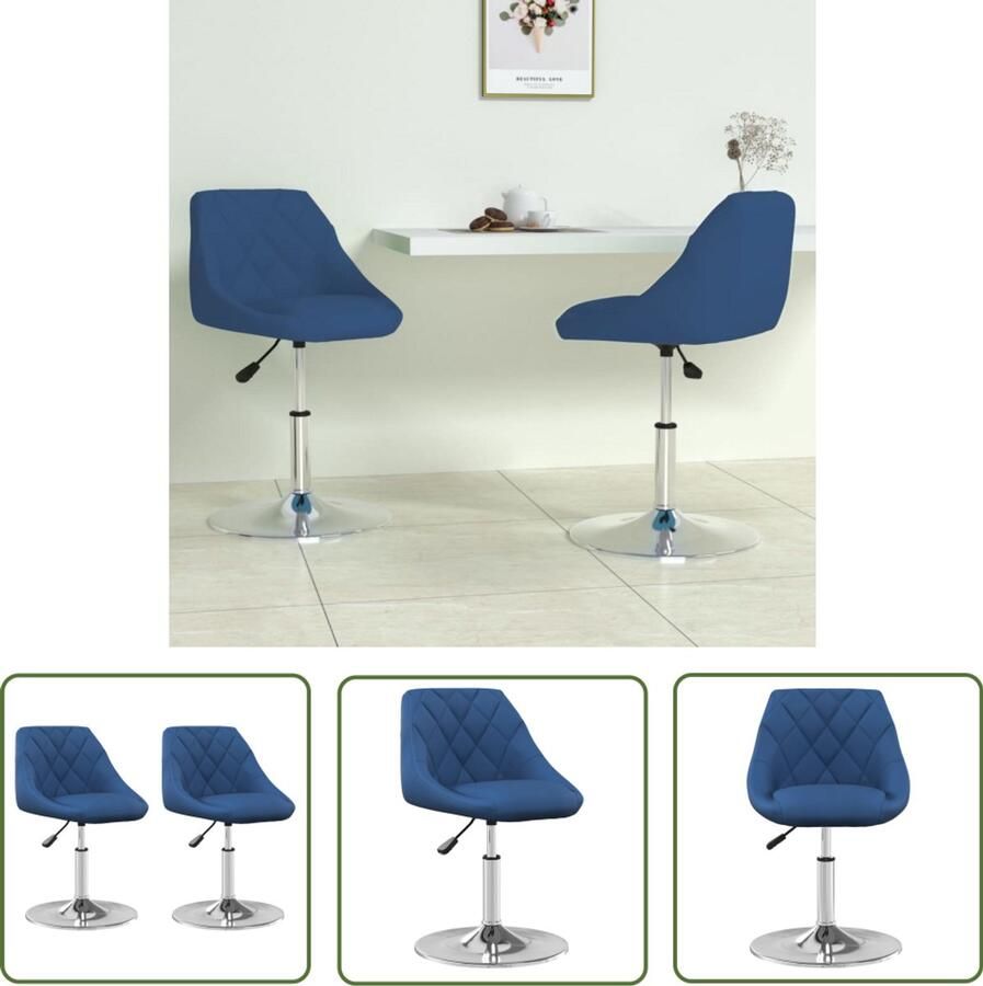 VidaXL Eetkamerstoel Blauw Draaibare Eetkamerstoel Eetkamerstoelen draaibaar 2 st fluweel blauw Velvet Eetkamerstoel Moderne Eetkamerstoel Ergonomische Eetkamerstoel