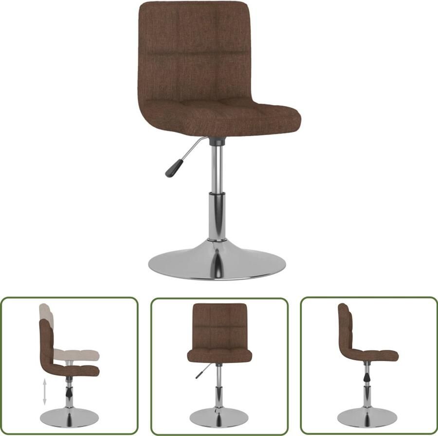 The Living Store Eetkamerstoel draaibaar stof bruin Draaibare Eetkamerstoel Bruin Comfortabele Stoel Eetkamer Meubels Salontafel