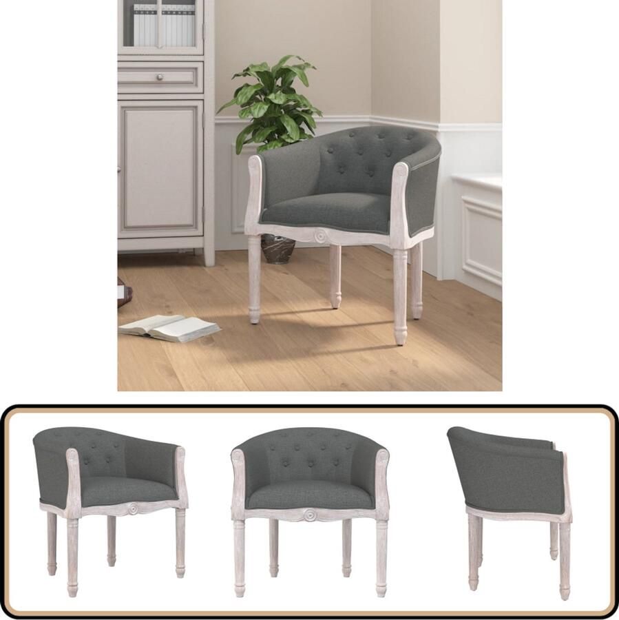 VidaXL Eetkamerstoel Donkergrijs Stof Comfort Eetkamerstoel Velours Fauteuil Donkere Meubels Vintage Interieur Frans Design