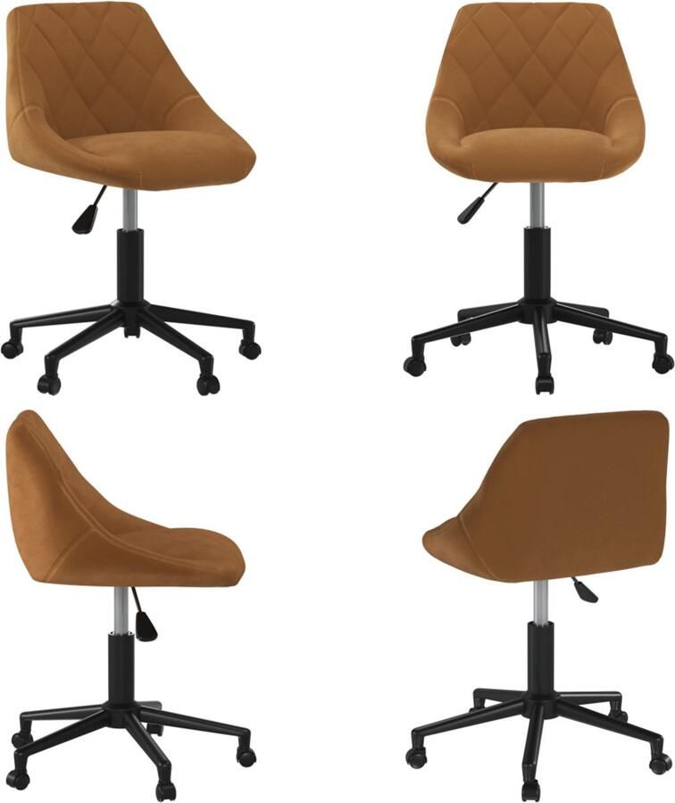 VidaXL Eetkamerstoel draaibaar fluweel bruin Eetkamerstoel Eetkamerstoelen Keukenstoelen Keukenstoel