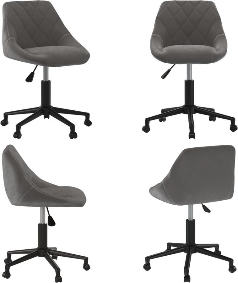 VidaXL Eetkamerstoel draaibaar fluweel donkergrijs Eetkamerstoel Eetkamerstoelen Keukenstoelen Keukenstoel