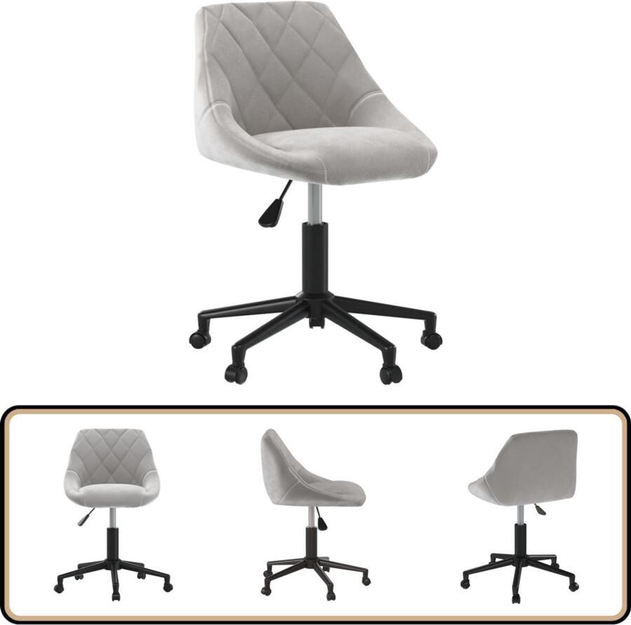 VidaXL Eetkamerstoel Draaibaar Fluweel Lichtgrijs Eettafelstoel Eetkamerstoel Draaibare Stoel Fluweel Stoel Grijze Stoel