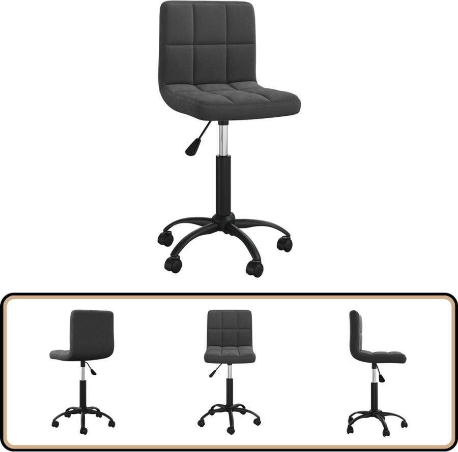 VidaXL Eetkamerstoel Draaibaar Fluweel Zwart Draaibare Eetkamerstoel Velvet Zwarte Eetkamerstoel Verstelbare Eetkamerstoel Luxe Eetkamerstoel - Foto 2