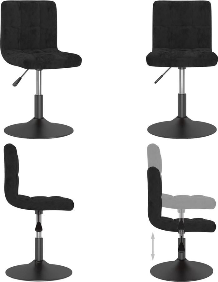 VidaXL Eetkamerstoel draaibaar fluweel zwart Eetkamerstoel Eetkamerstoelen Dinerstoel Dinerstoelen