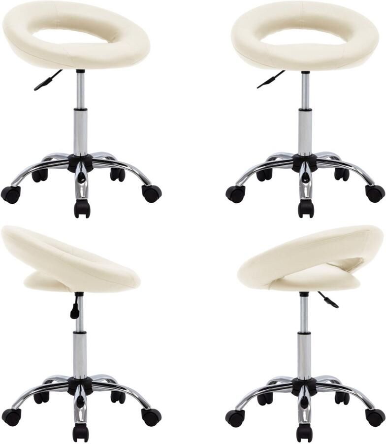 VidaXL Eetkamerstoel draaibaar kunstleer crèmekleurig Eetkamerstoel Eetkamerstoelen Keukenstoel Keukenstoelen