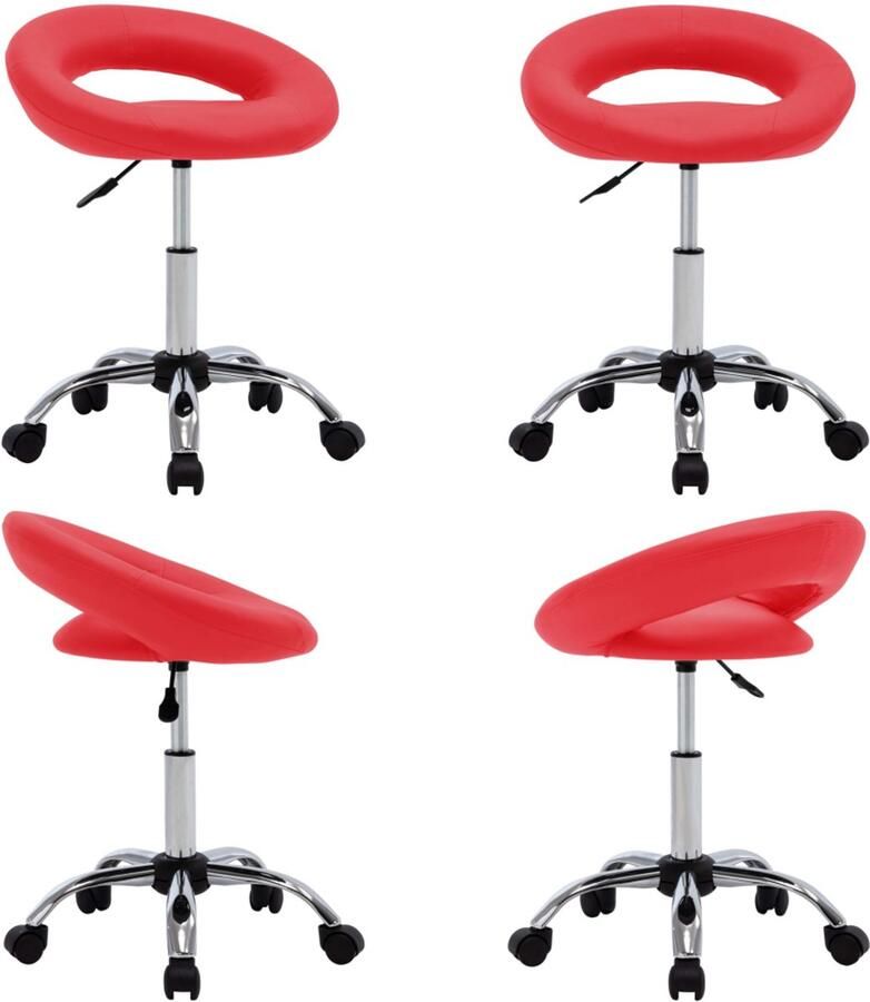 VidaXL Eetkamerstoel draaibaar kunstleer rood