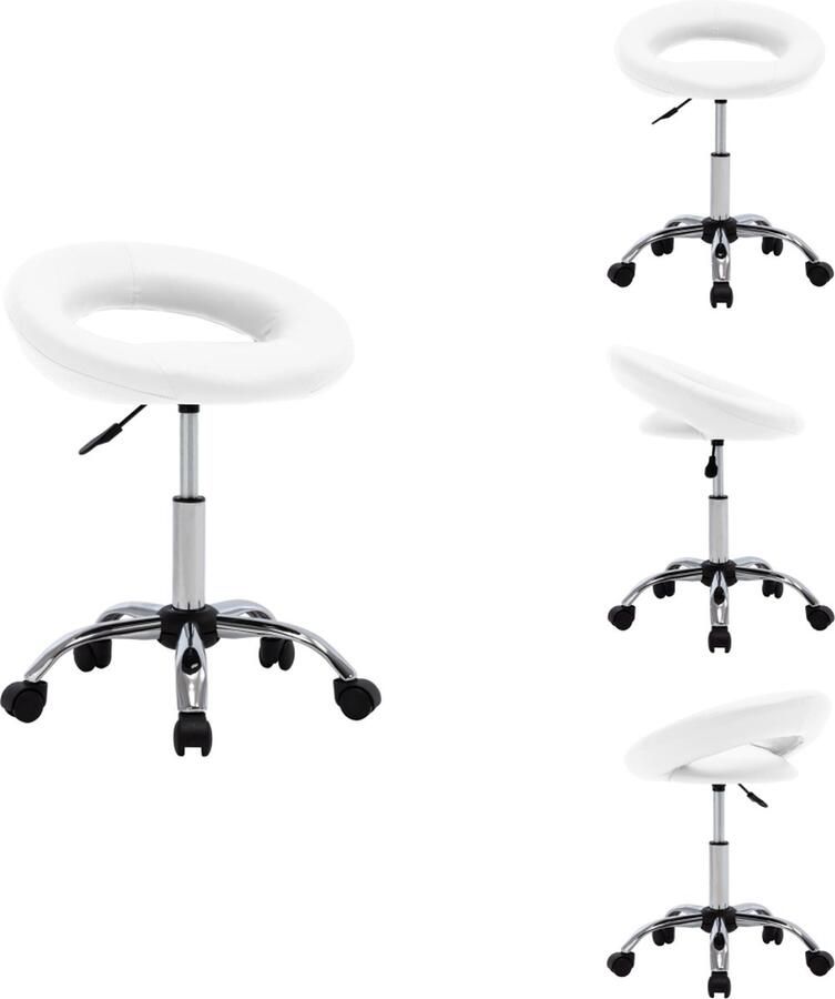 VidaXL Eetkamerstoel Eetkamerstoelen Keukenstoel Keukenstoelen Eetkamerstoel draaibaar kunstleer wit