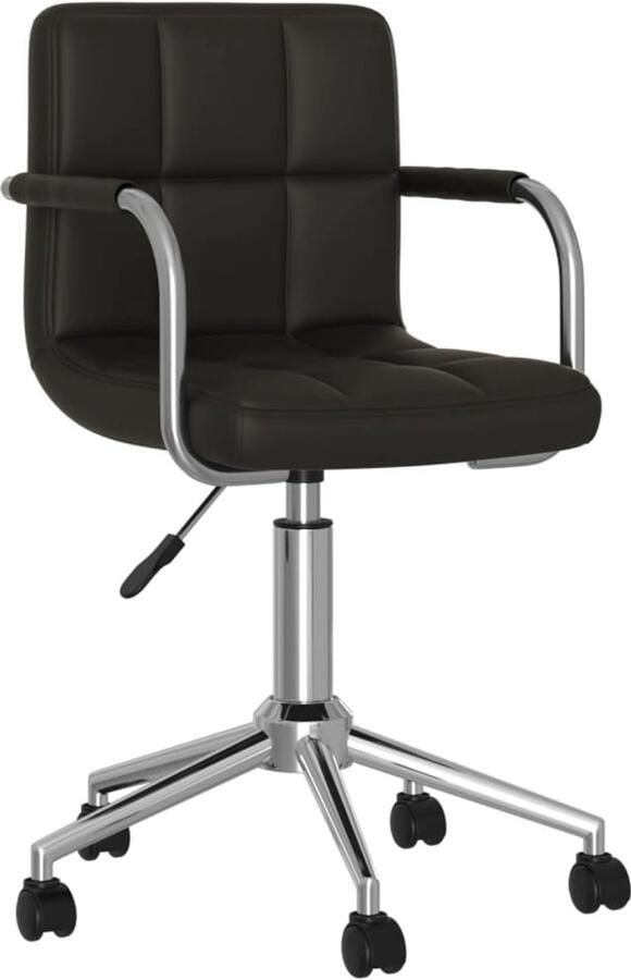 VidaXL Eetkamerstoel Draaibaar Kunstleer Zwart Draaibare Eetkamerstoel Keukenstoel Zwarte Eetkamerstoel Kunstlederen Eetkamerstoel - Foto 2