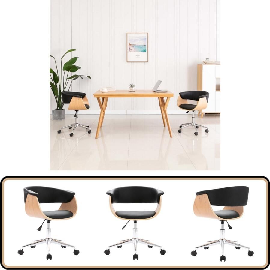 VidaXL Eetkamerstoel Draaibaar Kunstleer Zwart Draaibare Eetkamerstoel Zwart Kunstleder Meubels Eetkamerstoel Modern Ergonomische Stoel Bureaustool