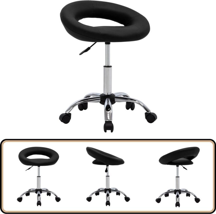 VidaXL Eetkamerstoel Draaibaar Kunstleer Zwart Draaibare Eetstoel Kunstleder Eetkamerstoel Zwarte Eetkamerstoel Moderne Eetkamerstoel Comfortabele Eetkamerstoel - Foto 2