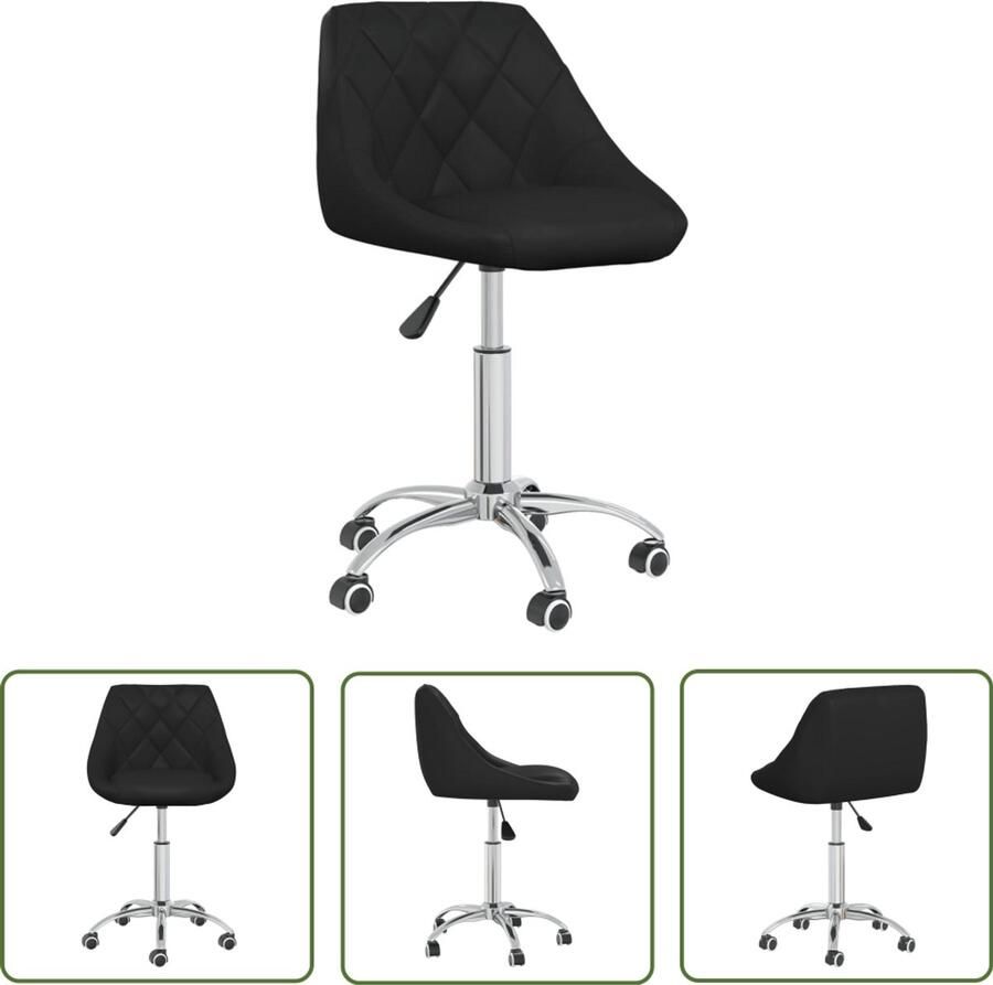 VidaXL Eetkamerstoel Draaibaar Kunstleer Zwart Eettafelstoel Eetkamerstoel Draaibare Stoel Zwarte Stoel Kunstleder Stoel Comfortabele Stoel Modern Interieur Stijlvolle Stoel Ergonomische Stoel Kantoorstoel